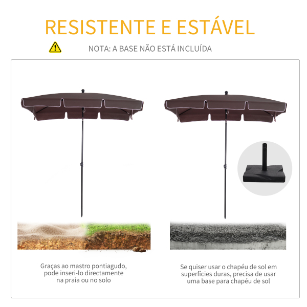 Outsunny Chapéu de Sol Retangular de Jardim 198x130x240cm Chapéu de Sol de Alumínio com Função de Inclinação para Terraço Pátio Exterior Marrom - Image 6