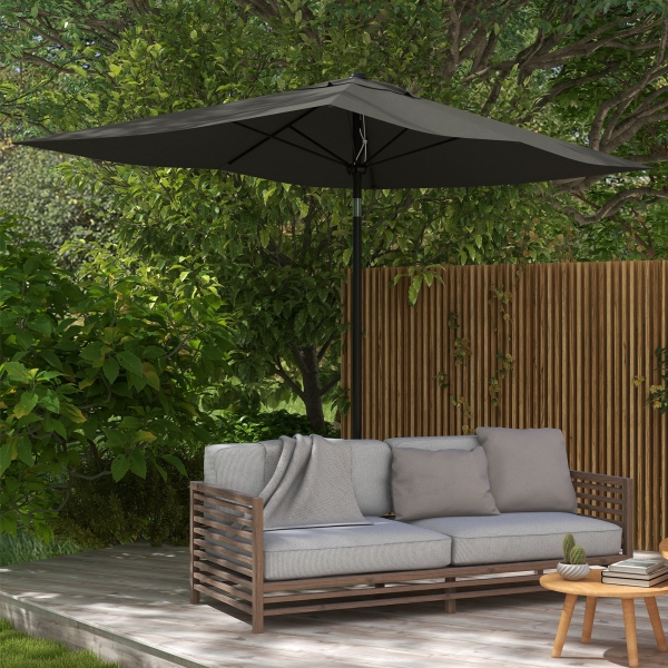 Outsunny Chapéu de Sol de Jardim 300x200x248 cm Proteção UV50+ Inclinável com Teto de Ventilação e Manivela para Terraço Cinza Escuro - Image 2