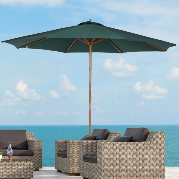 Outsunny Chapéu de Sol Ø300x250cm Chapéu de Sol com Mastro de Madeira com 8 Hastes Sistema de Polia com Fixação Verde - Image 2