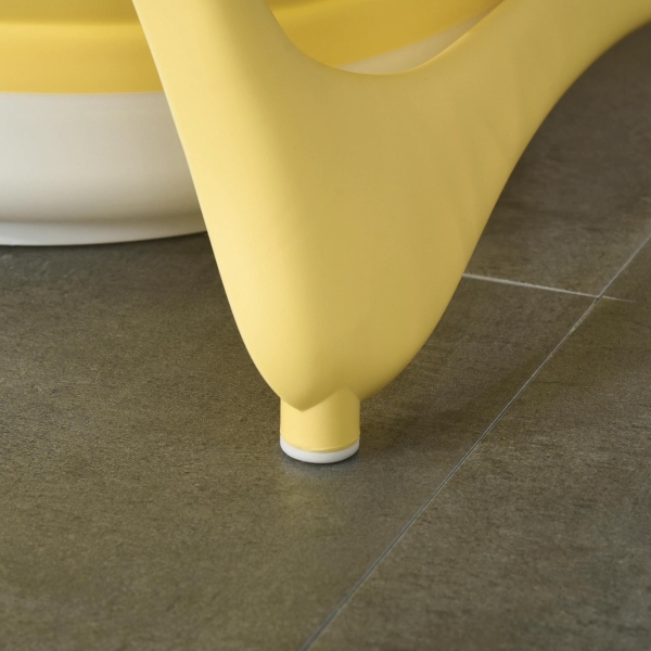 HOMCOM Banheira para Bebé Recém Nascido até 3 Anos Dobrável 30 Litros com Tampa Termossensível e Almofada Confortável Almofadas Antiderrapantes 81,5x50,5x23,5cm Amarelo e Branco - Image 9