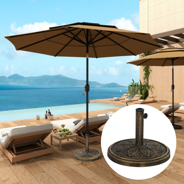 Outsunny Base para Chapéu de Sol Redonda Suporte para Chapéu de Sol  Preenchível com Cimento Peso 12 kg Ø46x33 cm Bronze - Image 2