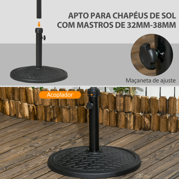 Outsunny Base para Chapéu de Sol de Cimento Suporte para Chapéu de Sol de 14 kg para Mastros de Ø32-38 mm Ø46x34 cm Preto - Image 4