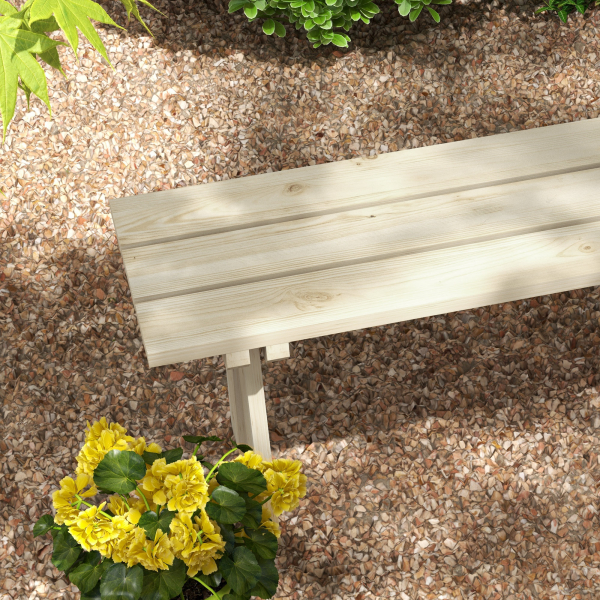 Outsunny Banco de Madeira de 2 Lugares Capacidade 220 kg Banco de Jardim para Pátio Terraço Piscina 130x38x45 cm Natural - Image 7