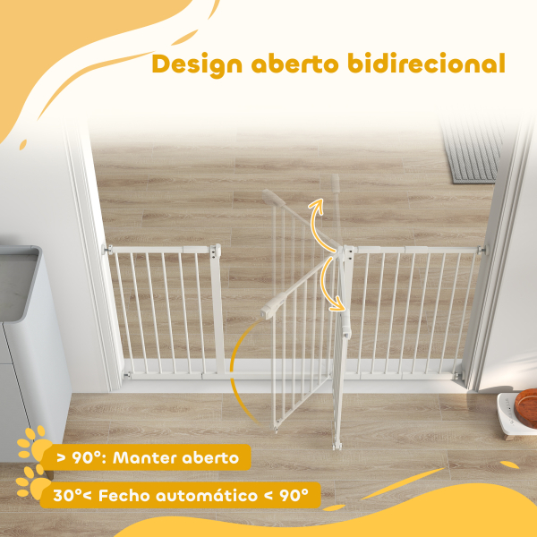 PawHut Barreira de Segurança Extensível para Portas e Escadas com Fechamento Automático e Sistema de Duplo Bloqueio 74-147,5x76,2 cm Branco - Image 5