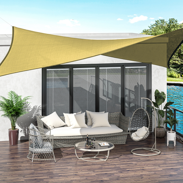Outsunny Vela de Sombra Retangular 4x6 m Toldo Vela de HDPE com Anéis de Aço Inoxidável e Cordas para Jardim Pátio Bege - Image 2