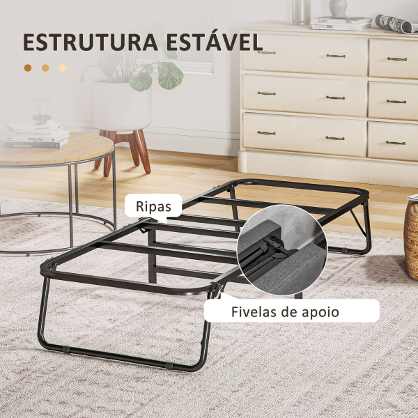 HOMCOM Cama Dobrável 70x180 cm com Colchão de Espuma Cama Dobrável com Encosto Ajustável em 5 Posições e Rodas Cinza - Image 9