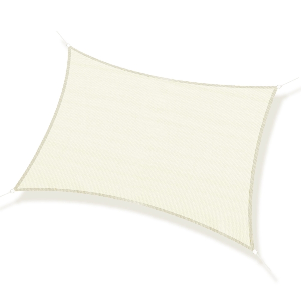 Outsunny Vela de Sombra Retangular 3x4 m Toldo Vela de HDPE com Proteção UV Aneis em Forma de D e Cordas para Jardim Pátio Piscina Creme - Image 9