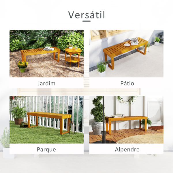 Outsunny Banco de Jardim de 2 Lugares Banco de Madeira com Assento em Ripas Banco para Pátio Exterior Varanda 120x34x43 cm Teca - Image 6