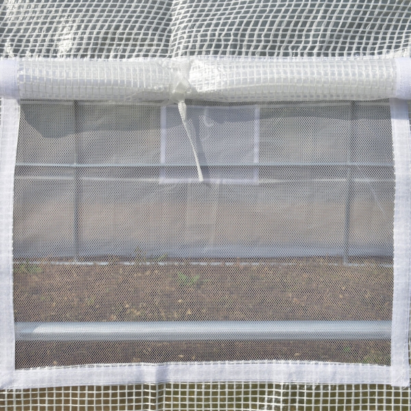 Outsunny Estufa Tipo Túnel de Jardim 6x3x2m com Porta Enrolável 12 Janelas Cobertura de PE 140g/m² e Metal Galvanizado para Cultivos de Plantas Verduras Branco - Image 9