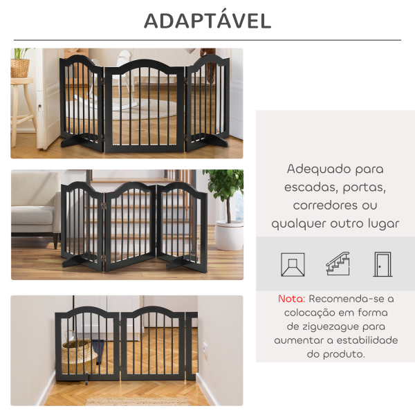 PawHut Barreira de Segurança Dobrável para Cães Pequenos com 3 Painéis e 2 Suportes 154,5x29,5x61 cm Preto - Image 8