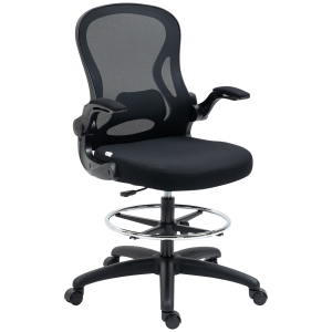 Vinsetto Cadeira de Escritório com Suporte Lombar Apoio para os Braços Dobrável e Altura Ajustável 59x65x102-122 cm Preto