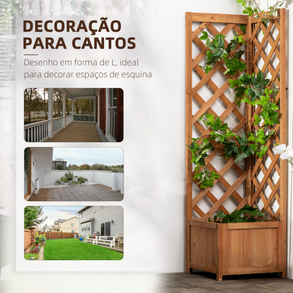 Outsunny Floreira com Treliça de Madeira Caixa de Plantio com Suporte para Plantas Trepadeiras 40x40x145cm Madeira - Image 6
