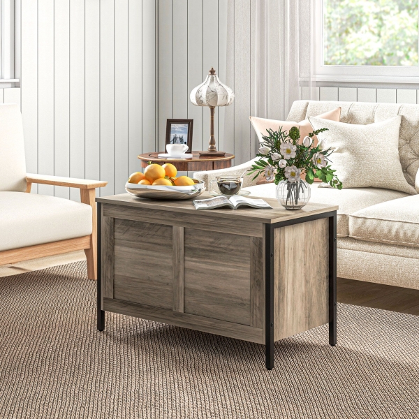 HOMCOM Baú de Armazenamento 95L Baú de Arrumação com Tampa Banco de Armazenamento com Dobradiça de Segurança 80x40x49 cm Cinza Claro - Image 8