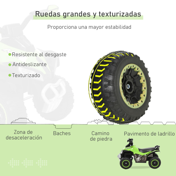 HOMCOM Quadriciclo Infantil para Crianças acima de 18 Meses com Função de Luzes e Música Desenho Inovador Suporta até 20kg 67,5x38x44cm Verde - Image 5