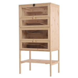 PawHut Gaiola de madeira para hamsters e outros pequenos roedores 60x40x120cm Madeira natural