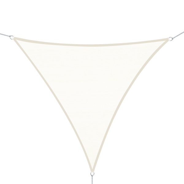 Outsunny Vela de Sombra Triangular 5x5x5 m Toldo Vela de Poliéster com Proteção UV Aneis em Forma de D e Cordas para Jardim Pátio Piscina Creme