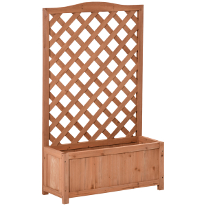Outsunny Floreira com Treliça de Madeira Caixa de Plantio com Suporte para Plantas Trepadeiras para Cultivos 70x28x117 cm Madeira