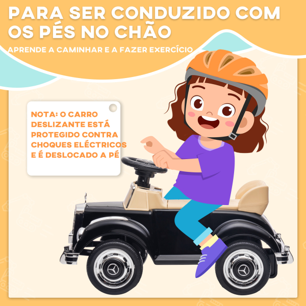 AIYAPLAY Carro Andador com Licença da Mercedes-Benz 300S com Armazenamento Volante Sistema Anti-Tombo  77,5x41,5x45 cm Preto - Image 7