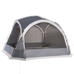 Outsunny Abrigo de Campismo para 4-5 Pessoas com 4 Telas Mosquiteiras 2 Painéis e Bolsa de Transporte  350x350x230 cm Cinza