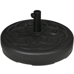 Outsunny Base para Chapéu de Sol de PE Redonda Apto para Mastros de 38mm/48mm Preenchível com Areia 35kg e Água 25L Ø56x30,5cm Preto