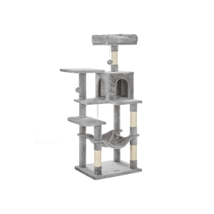 Árvore para gatos FEANDREA, Condomínio para gatos com rede, 143 cm, cinza claro PCT161W01