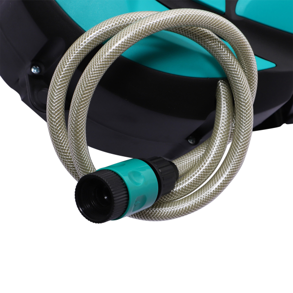 DURHAND Enrolador de mangueira retrátil 10m com cabeça multifuncional Sistema de enrolamento automático com trava Conector de 1m para gramado de jardim 29,5x16,5x33cm Preto e verde - Image 8
