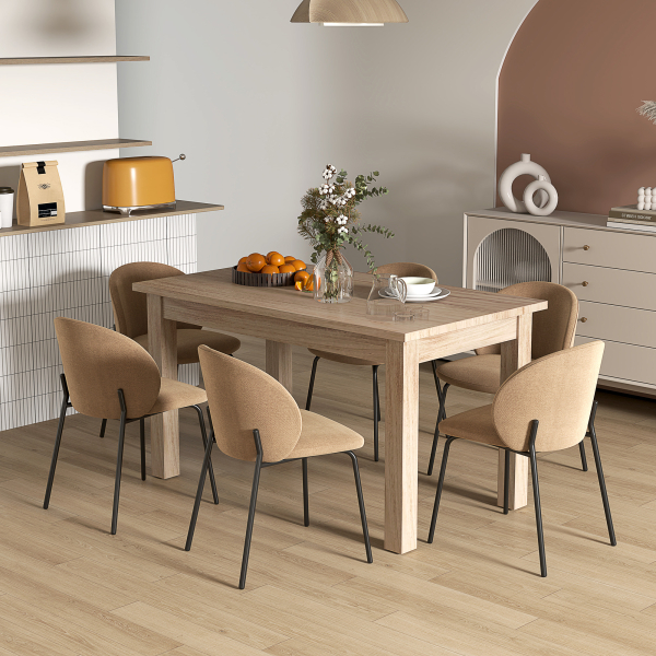 HOMCOM Mesa de Jantar Mesa Retangular para 6 Pessoas Mesa de Refeição para Cozinha Sala de Jantar 140x80x78 cm Madeira - Image 2