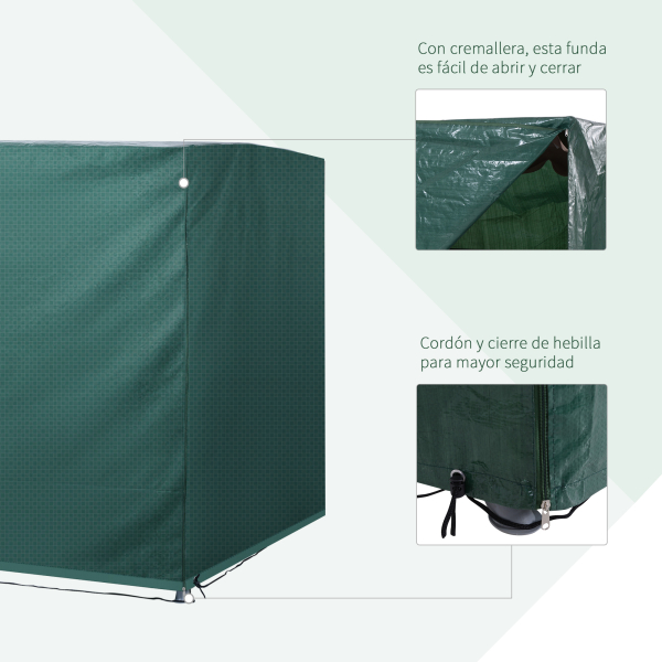 Outsunny Capa Protetora para Baloiço de Jardim de 3 Lugares 215x155x150cm Impermeável com Zíper Cobertura para Móveis de Exterior Verde - Image 5