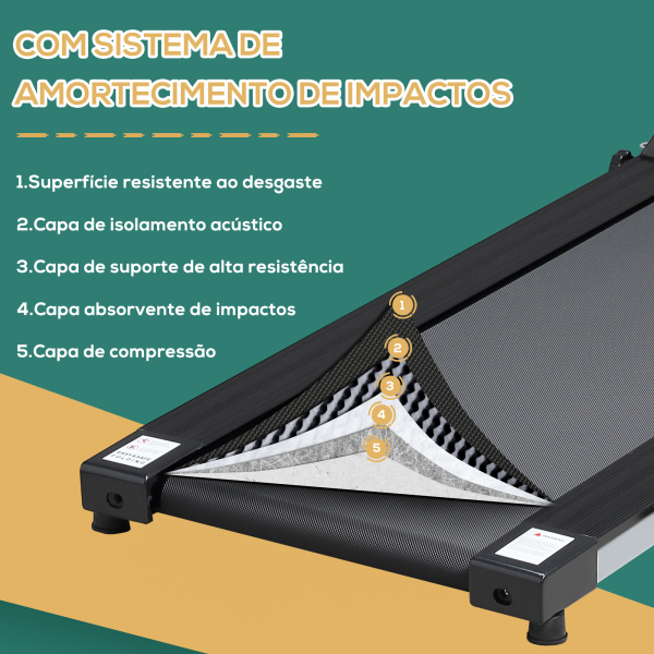 HOMCOM Passadeira Elétrica Dobrável com Velocidade 1-10km/h com Ecrã LCD e Carga Máxima 110kg para Casa Escritório 120,5x60x116 cm Preto e Cinza - Image 4