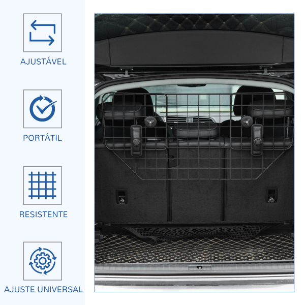 PawHut Grade de Segurança de Carro para Cães Universal Grade de Segurança para Cães com Largura Ajustável 90-120x40,5cm Preto - Image 4