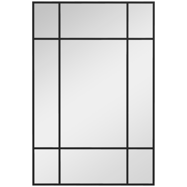 HOMCOM Espelho de Parede Retangular 90x60 cm com Moldura de Metal Espelho Decorativo para Sala Quarto Entrada Preto