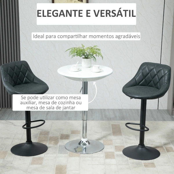 HOMCOM Mesa de Bar com Altura Regulável Giratória 360° com Base Redonda Mesa Alta de Aço Moderna para Cozinha Sala de Jantar Cafeteria 61x61x76-97cm Branco - Image 7