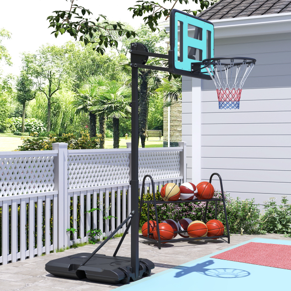 SPORTNOW Tabela de Basquetebol Ajustável de 146-236 cm Portátil com Rodas e Base Preenchível com Água ou Areia 71x45x146-236 cm Preto - Image 9
