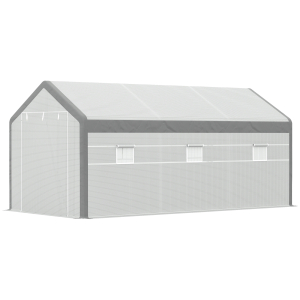 Outsunny Estufa Jardim com 2 portas e 6 janelas enrolaveis 600x300x280 cm Branco