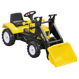 HOMCOM Trator a Pedal para Crianças acima de 3 Anos Trator Escavadora Infantil com Pá Dianteira 114x41x52 cm Amarelo e Preto