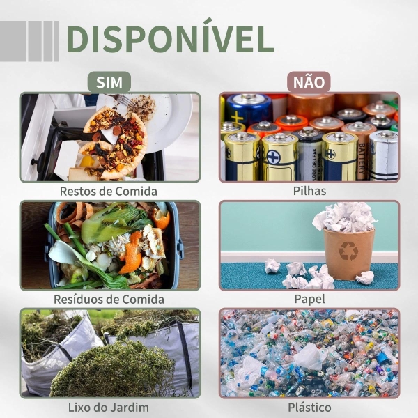 Outsunny Compostor de Tambor Giratório com Capacidade de 160L de Dupla Câmera e Ventilação Estrutura de Aço para Resíduos Orgânicos de Jardim 71x64x92cm Preto - Image 6