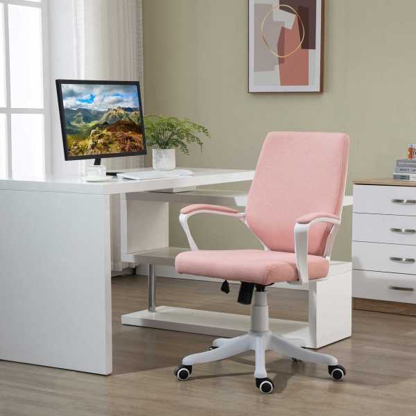 Vinsetto Cadeira de Escritório Ergonómica Giratória e com Altura Ajustável e Suporte Lombar 62x69x92-100 cm Rosa - Image 2