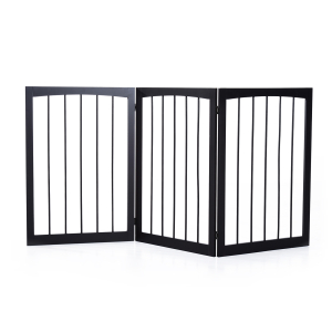 PawHut Barreira de Segurança Dobrável de 3 Painéis Portátil para Animais de Estimação 160x76 cm para Portas Escadas Corredores Marrom escuro