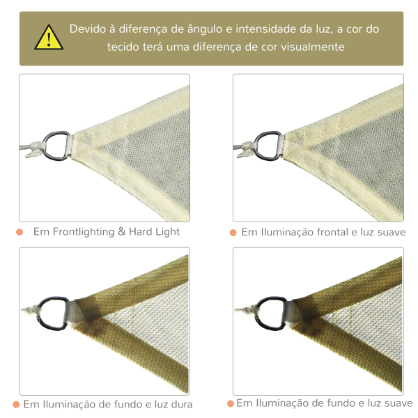 Outsunny Vela de Sombra Retangular 3x4 m Toldo Vela de HDPE com Proteção UV Aneis em Forma de D e Cordas para Jardim Pátio Piscina Creme - Image 6