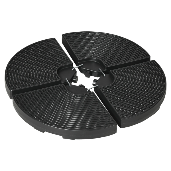 Outsunny Base para Chapéu de Sol de 4 Peças Recarregável com Areia 68 kg ou Água 52 kg para Jardim Pátio ou Terraço Preto