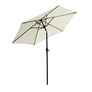 Outsunny Chapéu de Sol de Jardim Ø270x235cm Chapéu de Sol de Alumínio Reclinável com Manivela e 6 Hastes para Terraço Exterior Balcão Creme