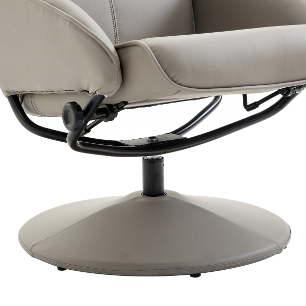 HOMCOM Poltrona Relax Reclinável até 145° com Banco de Apoio para os Pés Poltrona Giratória 360° Estofada em PU e Estrutura de Aço 78x67x98cm Cinza - Image 7