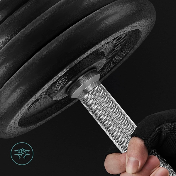 Conjunto de 1 halteres de ferro fundido SONGMICS, ajustável para homens e mulheres, com empunhadura de aço, treinamento físico, levantamento de peso, academia em casa, preto - Image 2