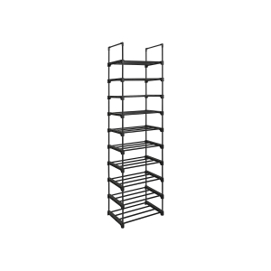 Sapateira SONGMICS, organizador de sapatos de metal com 10 níveis, design personalizável, estrutura de metal, prateleira que economiza espaço, para camarim, corredor, 30 x 45 x 174 cm, preto LSA25BK