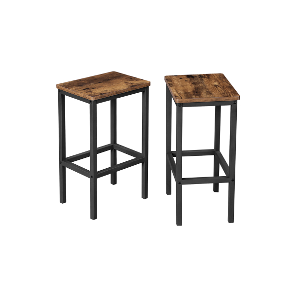 Bancos de bar VASAGLE, conjunto de 2 cadeiras de bar, bancos de bar para café da manhã e cozinha com apoio para os pés, estilo industrial na sala de estar, sala de festas, marrom rústico LBC, 65 x 40 x 30 x 65 cm - Image 2