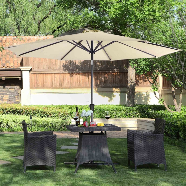 Guarda-sol de jardim SONGMICS de 290 cm, FPS 50+, proteção solar, inclinação de 30° em 2 direções, manivela para abertura e fechamento, para jardins externos, piscina, varanda e pátio, base não incluída, bege GPU30BE - Image 3