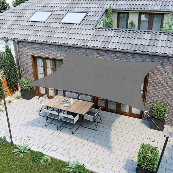 SONGMICS Guarda-sol de 2 x 3 m, resistente à água até 1000 mm, 93% de proteção UV, em poliéster resistente a rasgos, à prova de intempéries, para jardim, pátio, terraço, camping, cinza esfumaçado GSH23BK - Image 2