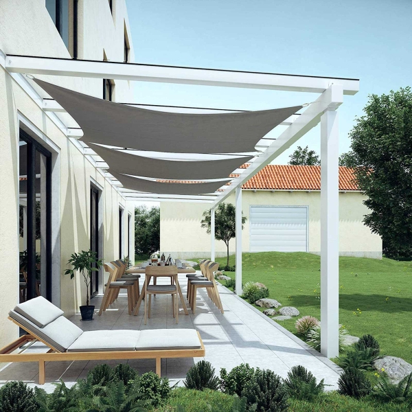 SONGMICS Guarda-sol de 2 x 3 m, resistente à água até 1000 mm, 93% de proteção UV, em poliéster resistente a rasgos, à prova de intempéries, para jardim, pátio, terraço, camping, cinza esfumaçado GSH23BK - Image 3