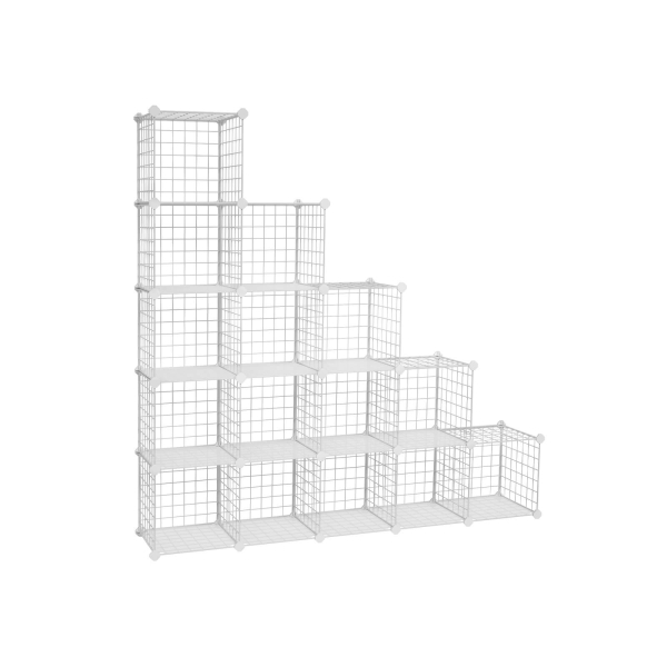 Organizador de armazenamento de arame metálico SONGMICS de 16 cubos, armário de armário faça você mesmo e grades de prateleiras modulares, prateleiras e rack de malha de arame, branco LPI44W - Image 2
