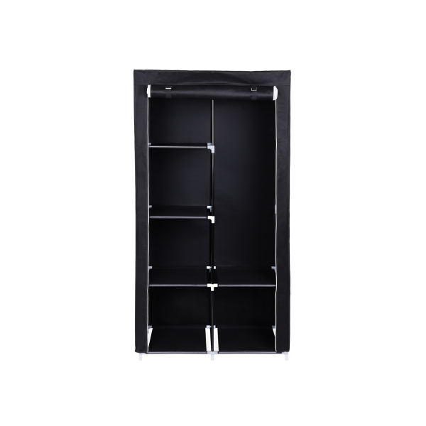 Guarda-roupa de tecido SONGMICS, organizador de roupas com 2 trilhos para pendurar, 6 prateleiras, design personalizável, 88 x 45 x 168 cm, para quarto, departamento, preto RYG84H - Image 2